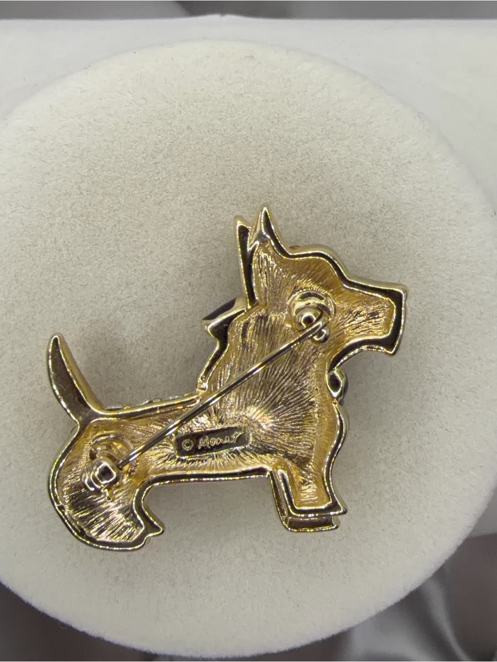 Vintage Monet Scottie Dog Brooch - Rhinestone Scottish Terrier Pin - Picture 5 of 8